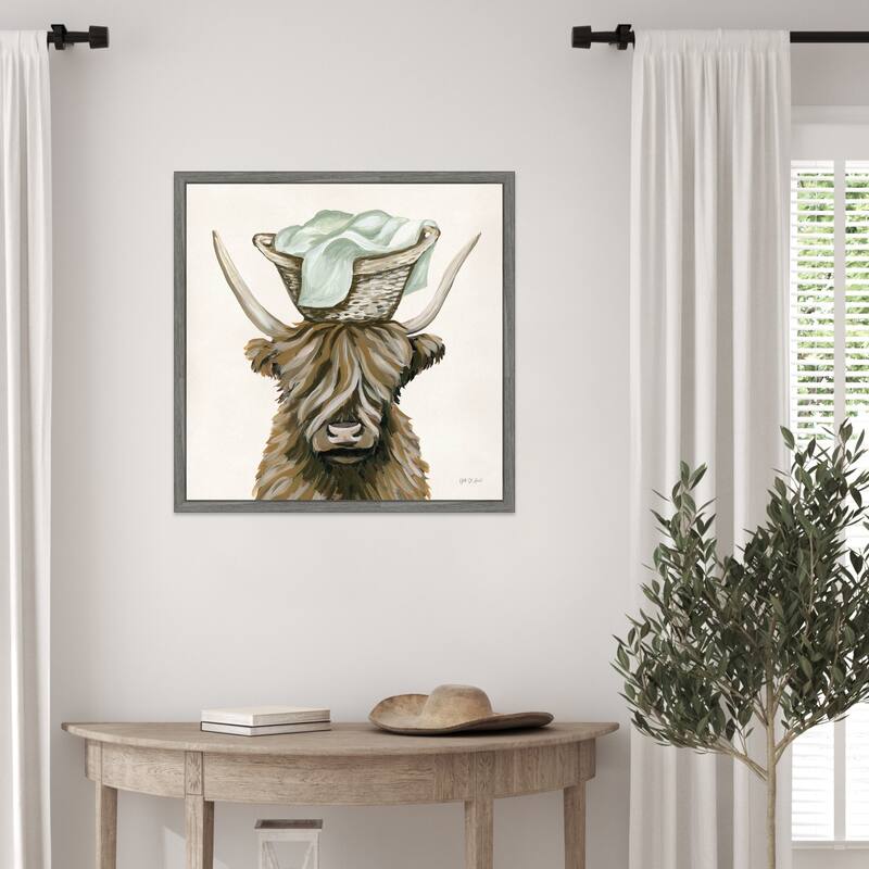 Highland Cow Laundry Basket by Yvette St. Framed Canvas Wall Art Print