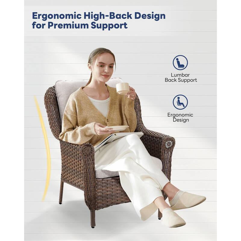 Outside Swivel Chiar Sofa Arm Chair Table Set Brown - Beige