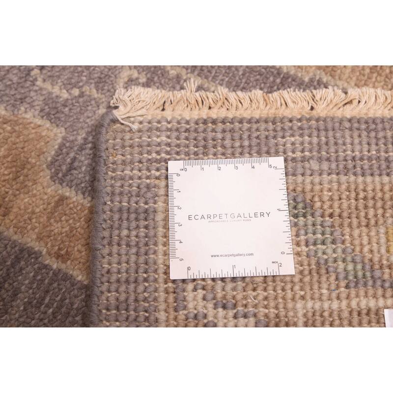 ECARPETGALLERY Hand-knotted Modern Oushak Dark Grey Wool Rug - 8'9 x 11'11