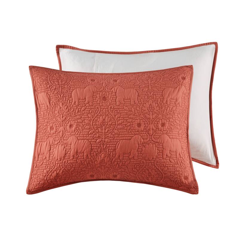 The Curated Nomad Ambrose Coral 3 Piece Reversible Cotton Quilt Set