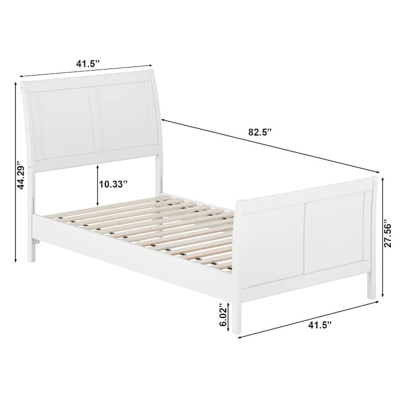 Valencia Solid Wood Low Profile Sleigh Platform Bed with Matching Footboard