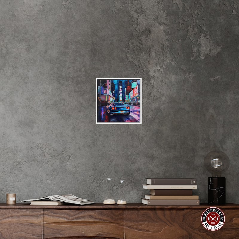 Notoriart Night Drive Sports Drive Framed Car 1 Piece Canvas Wall Art