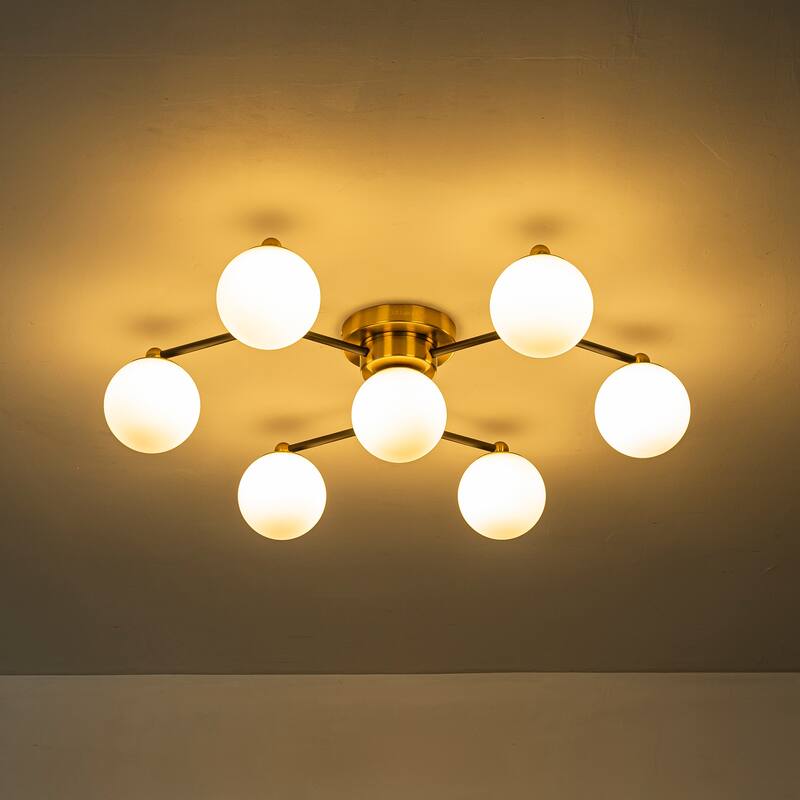 Enzo 7-Light Mid Century Modern Semi Flush Mount Ceiling Light - 23 in. Wide