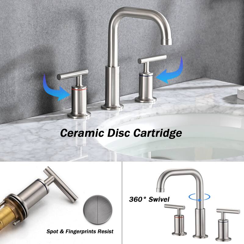 PROOX 8 in.Widespread Lavatory 2 Handles Bathroom Faucet with Drain Assembly