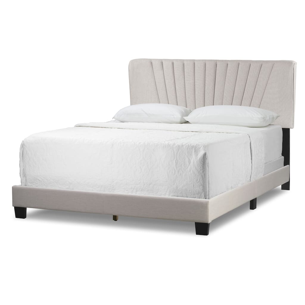 Autumn Fabric Queen Bed with Decorative Stitching