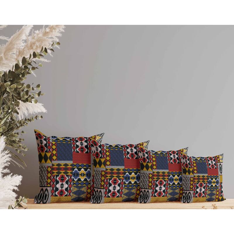 Patched Perfection Faux Suede Reversible Throw Pillow Yellow and Red