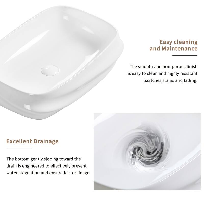 GDFStudio - Arlo Artistry Compact Modern Textured Ceramic Vessel Sink with Bas Relief Surface, No Drain and Faucet Hole