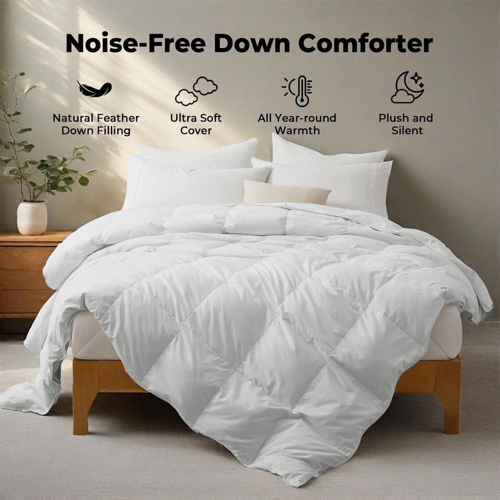 Medium Warmth All Season 600 Fill Power White Goose Feather Down Comforter Duvet Insert
