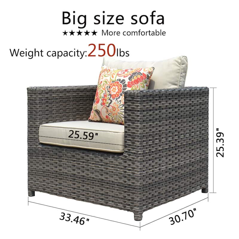 OVIOS Patio Furniture Deep Seat Wicker 9-piece Set