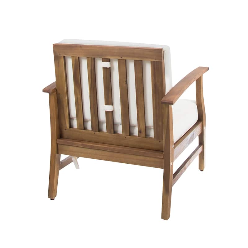 Exquisite Acacia Wood Club Chair with Water-Resistant Cushion