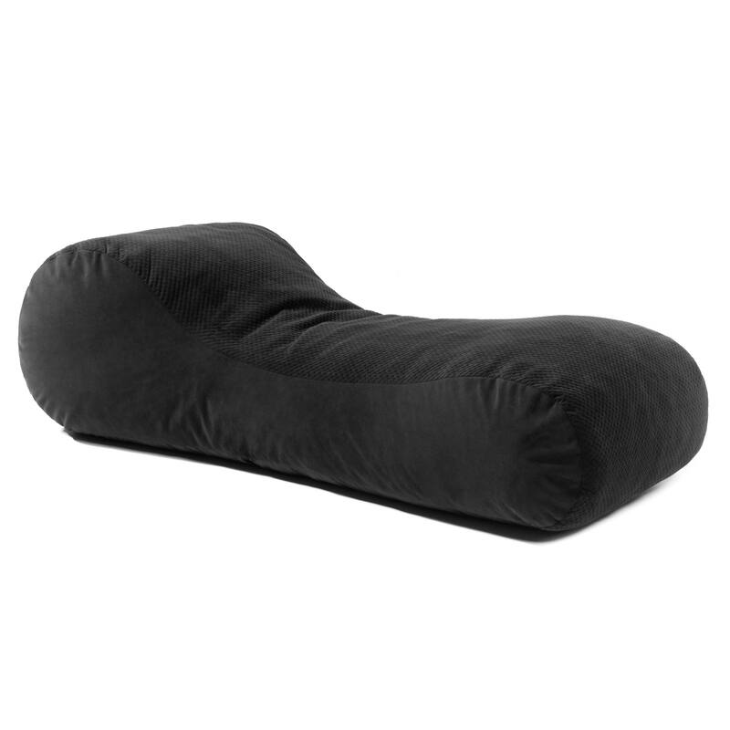 Jaxx Arlo Lounger Bean Bag Chair - Two-Tone - Quilted Microvelvet - Black