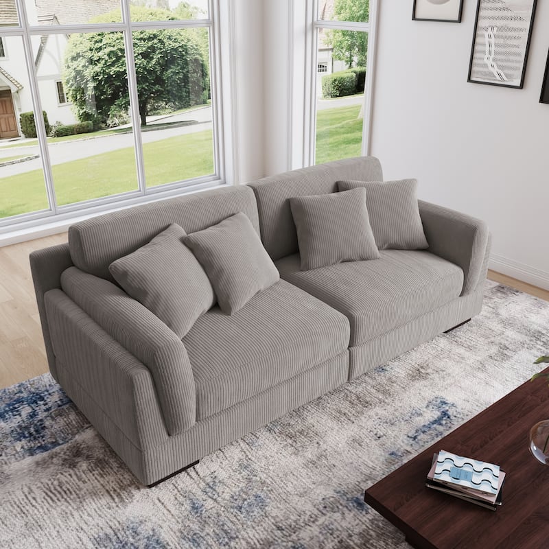 90" Oversized Modular Sectional Corduroy Sofa