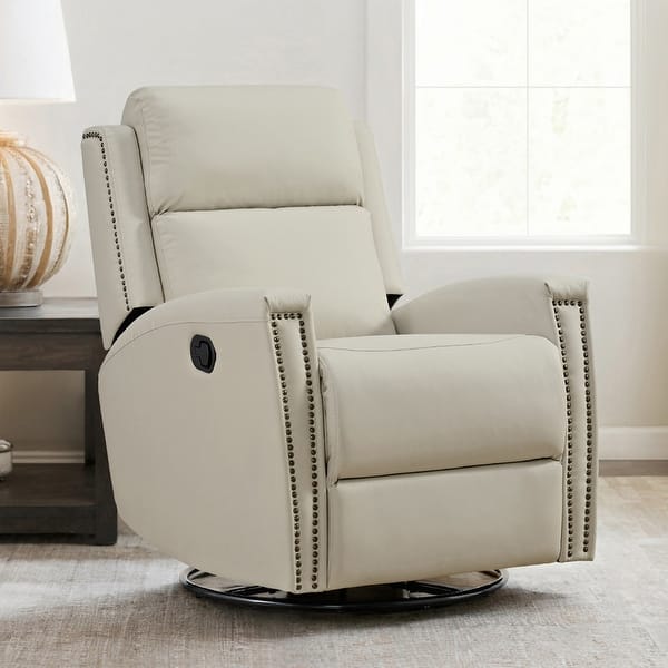 slide 2 of 28, Spruce & Spring Jerome Swivel Glider Recliner Nursery Chair Manual Push Back Recliner Beige