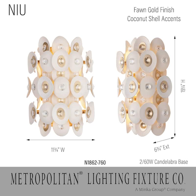 Metropolitan N1862 Niu 2 Light 19" Tall Wall Sconce