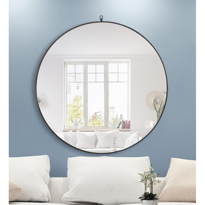 Strick & Bolton Patti Metal 48-inch Round Mirror with Decorative Hook