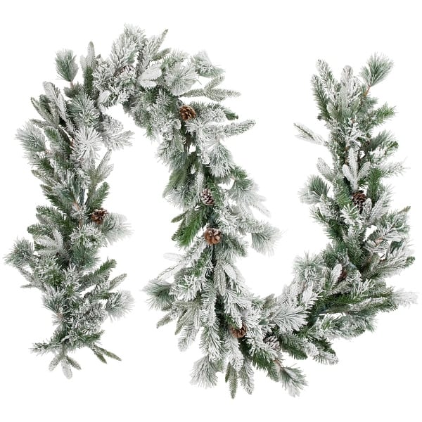 9'x14 Mixed Rosemary Emerald Pine Artificial Garland Clear LED