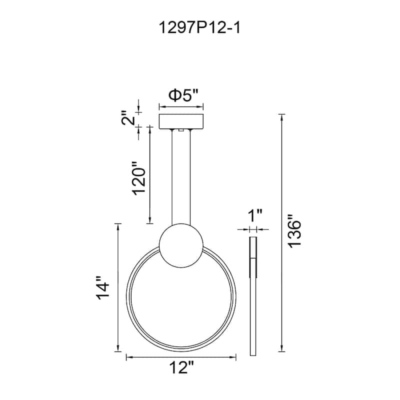 Pulley 12 in LED Black Mini Pendant