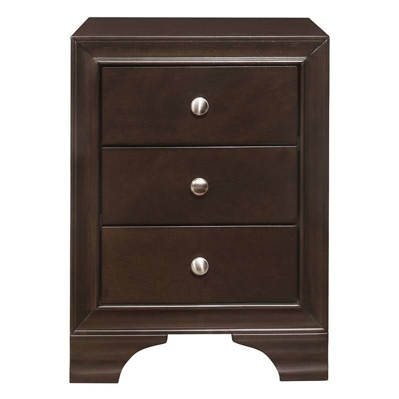 Brown/Chrome 3 Drawer 18 in. W Nightstand with Inbuilt Charging USB Port
