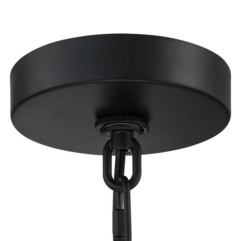 4-Light Bohemian Bamboo Drum Chandelier - Black/Wheat - 19.7 in. W