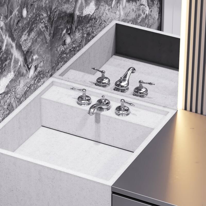 Chrome Widespread Bathroom Faucet Upscale Belle Antique Design 2 Handles with Drain Renovators Supply