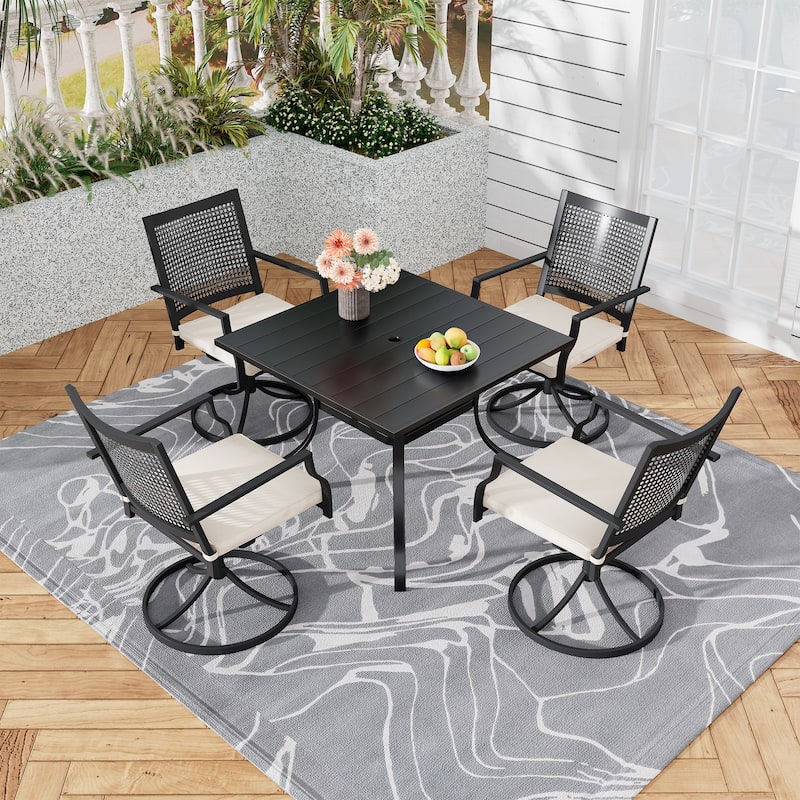 5 Pieces Patio Dining Set with Swivel Chairs