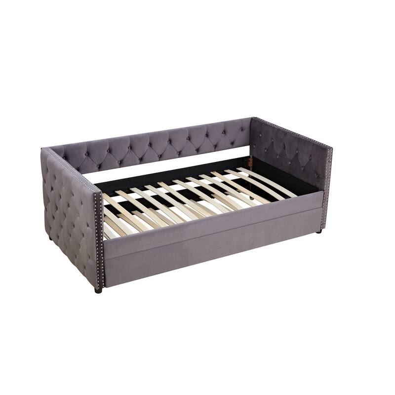 Velvet Upholstered Daybed with Trundle