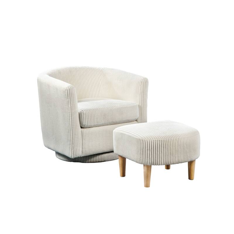 Best Quality Furniture Velvet Stripe Design Chair With Ottoman (Set of 2)