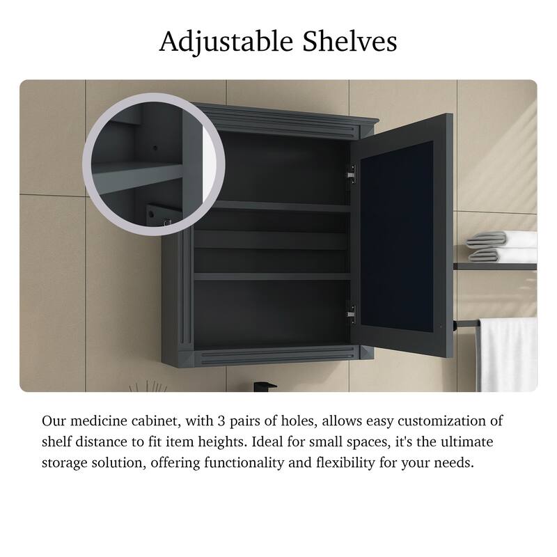 24'' x 27'' Wall Mounted Medicine Cabinet with Height Adjustable Shelf