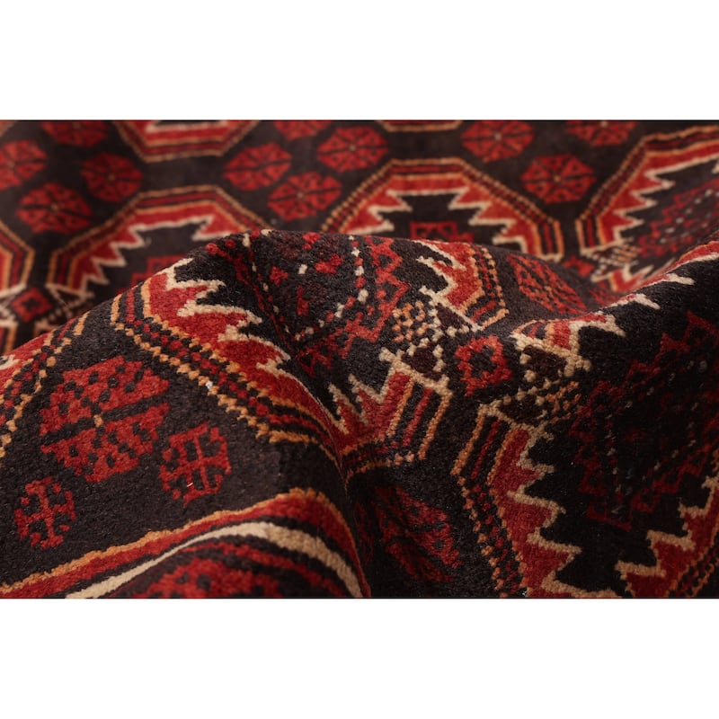 ECARPETGALLERY Hand-knotted Baluch Black, Red Wool Rug - 3'9 x 7'9