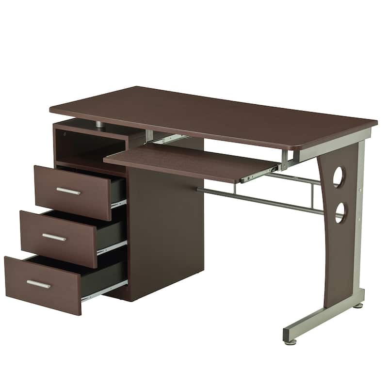 Computer Desk with 3 Drawers and Pull Out Keyboard Panel