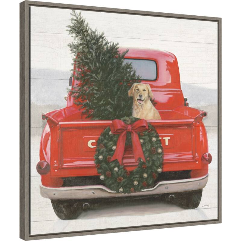 Christmas in the Heartland IV Dog by James Wiens Framed Canvas Wall Art