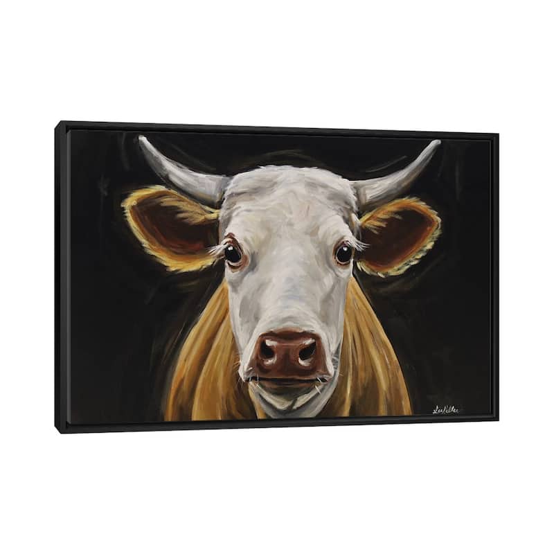 iCanvas "Cow 'Tank' Black Background II" by Hippie Hound Studios Framed Canvas Print - Black - 26x40