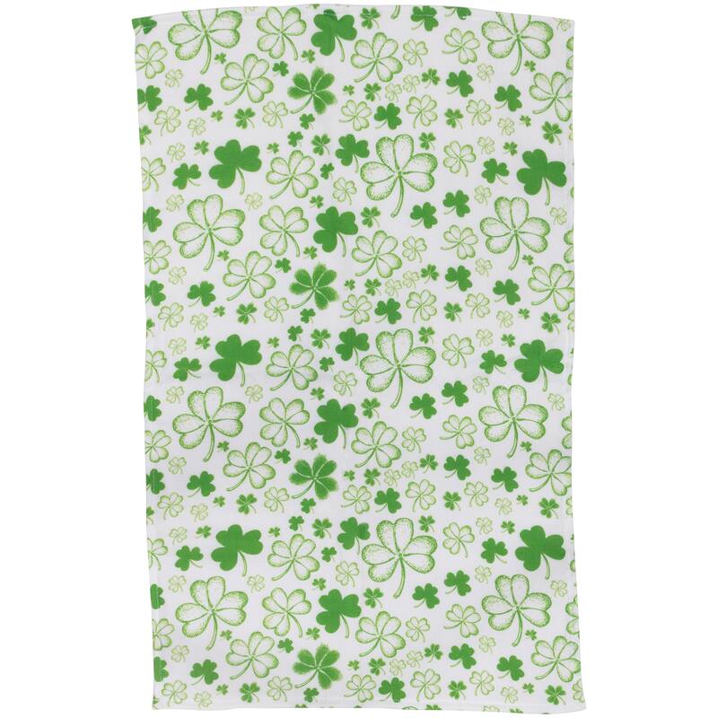 Set of 2 Shamrocks and Plaid St. Patrick's Day Kitchen Tea Towels 26"