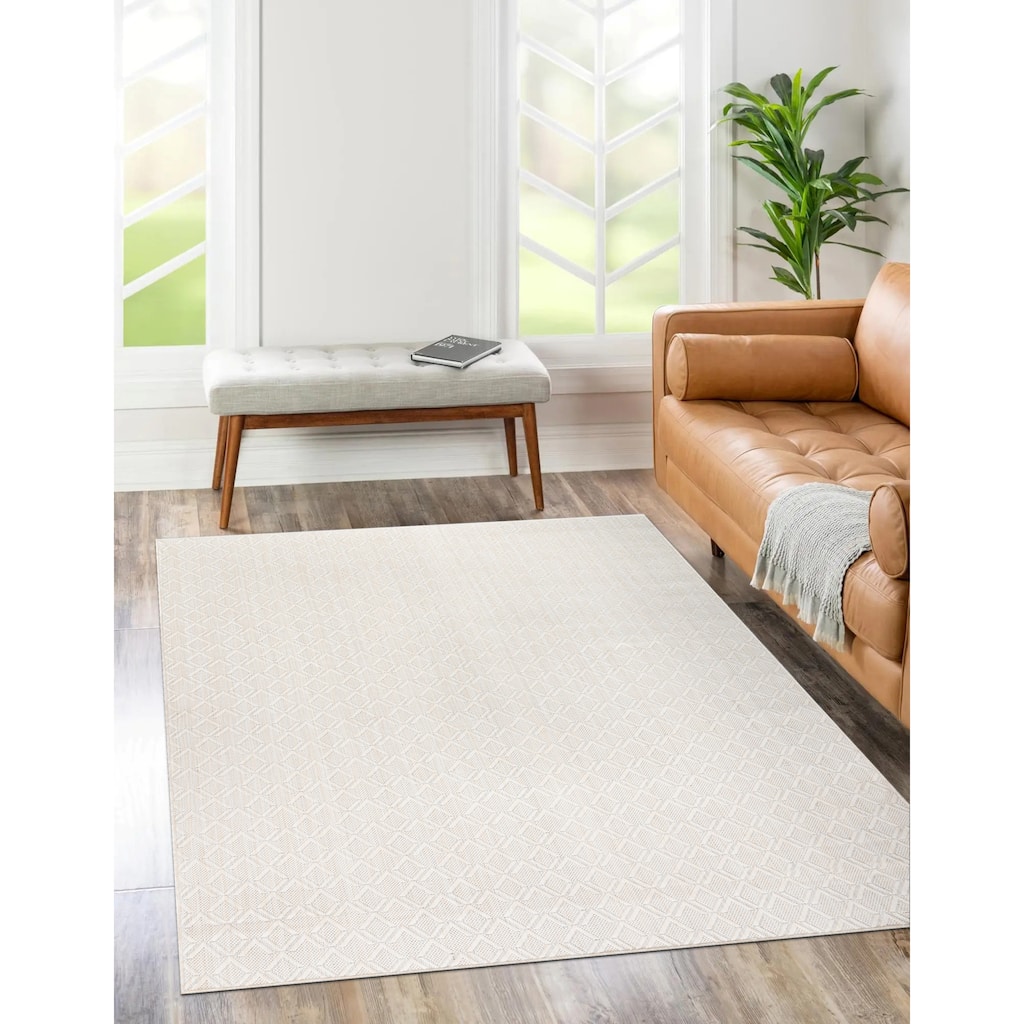 Bali Collection Cream Diamond Indoor/Outdoor Area Rug