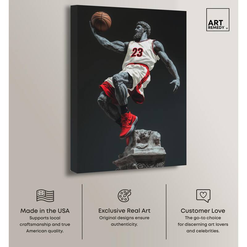 Basketball White Uniform Canvas by Art Remedy, Gallery Wrapped