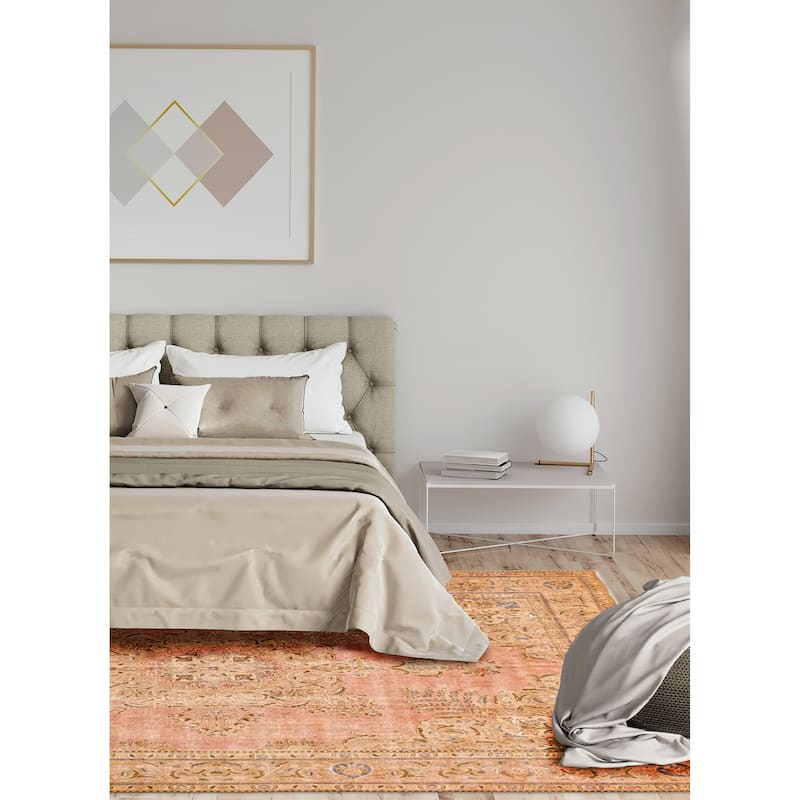 ECARPETGALLERY Hand-knotted Antalya Vintage Light Pink Wool Rug - 9'7 x 12'10