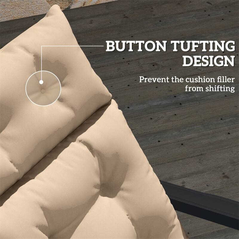 Outdoor and Indoor Lounge Chair Cushion Polyester Foam Padding Blue Brown UV Resistant Splash Proof - 74.8" L x 22" W x 3.9" D