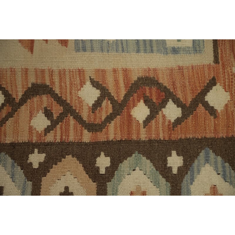 Hand Woven Oriental 100% Wool Carpet Southwestern Tribal Brown Kilim Area Rug - 9' 6'' X 6' 5''