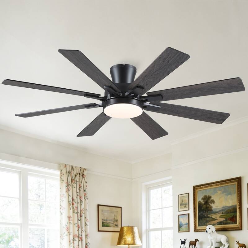 52 Inches Low Profile Ceiling Fan with LED Integrated,Retractable Blades,Remtoe and APP Control,for Bedroom,Living Room