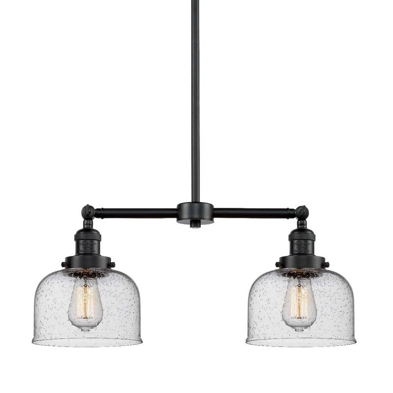 Innovations Lighting Large Bell 2 Light 24" Wide Linear Chandelier - Oil Rubbed Bronze / Seedy