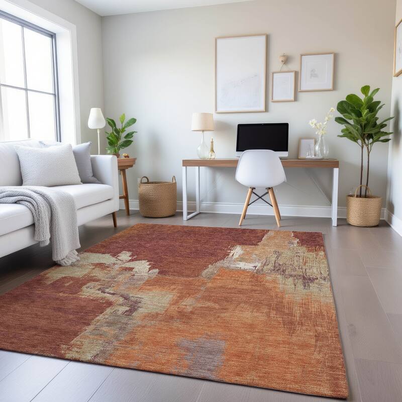 Premium Washable Super Soft Abstract Chic Mayfield Rug - Paprika - 10' x 14'
