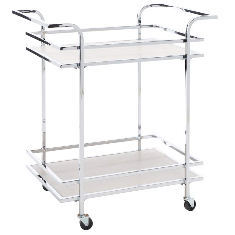 SAFAVIEH Home Collection Lameris 2 Tier Bar Cart With Handles - 30" L x 18" W x 33" H
