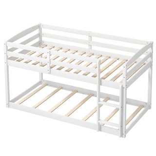 Modern Twin Size Bunk Bed with Ladder and Safety Guardrails