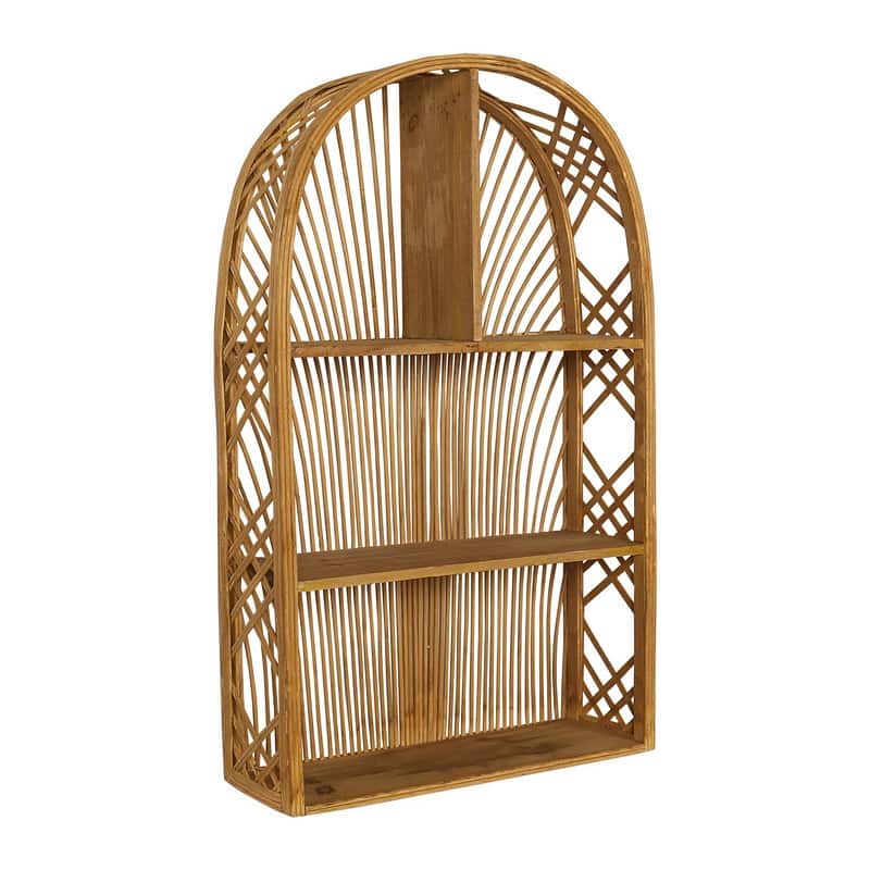 Harmony Arch Rattan Boho Tiered Wall Shelf - 28"H x 16.5"W x 6"D