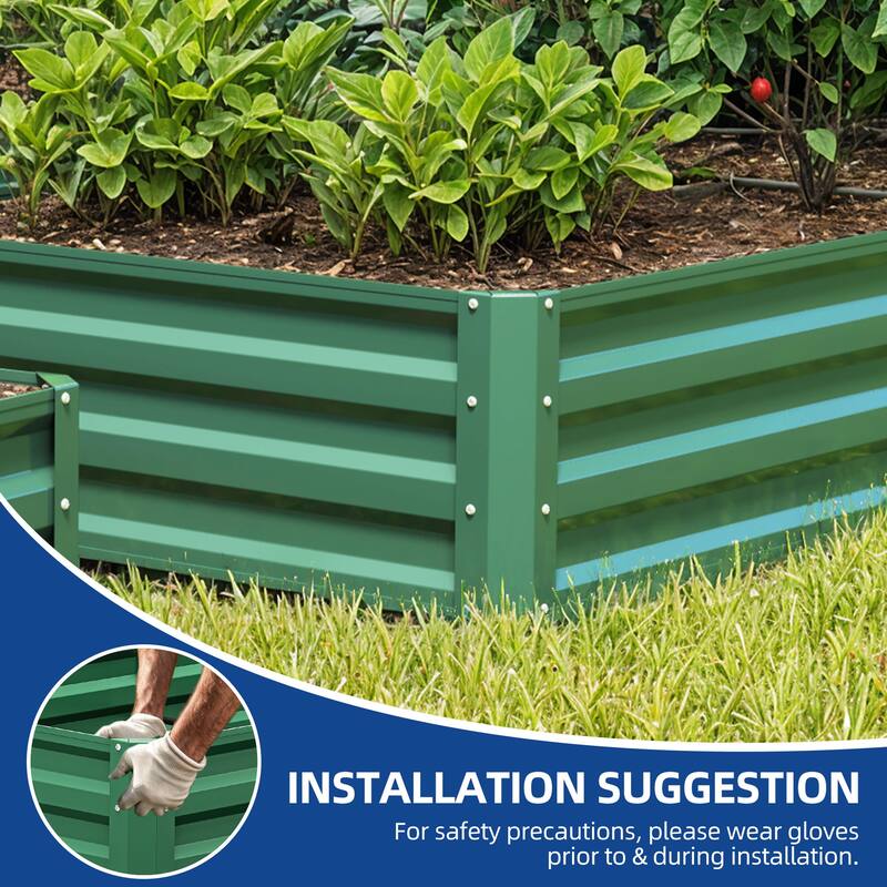 Moasis Outdoor Metal Raised Garden Bed with Gloves