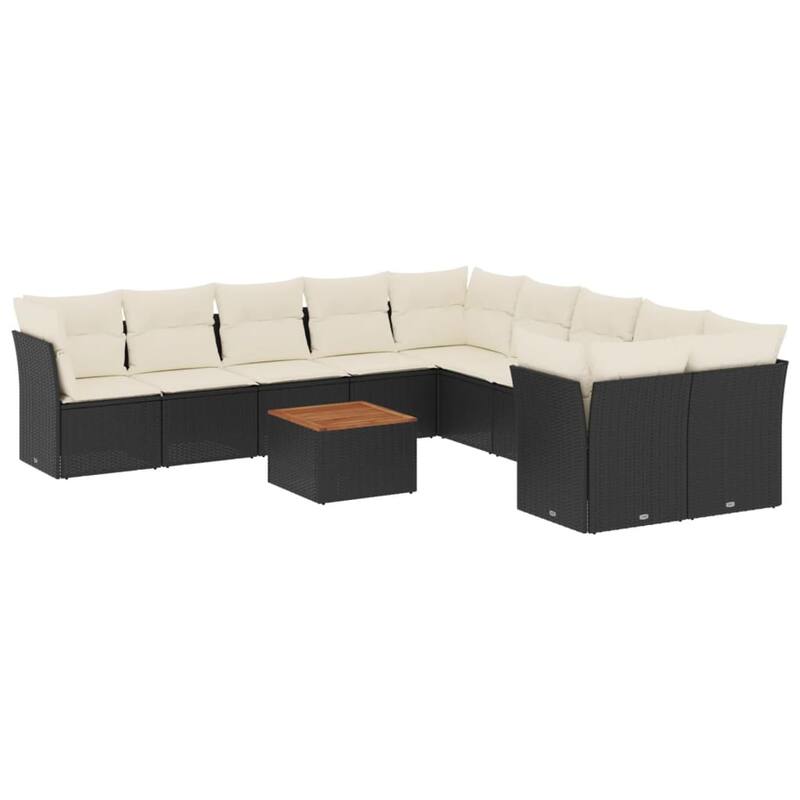vidaXL Patio Sofa Set with Cushions Outdoor Furniture 11 Piece Poly Rattan