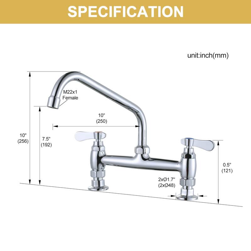 WOWOW Minimalist Bridge-Style Desk-Mounted Dual-Handle Faucet
