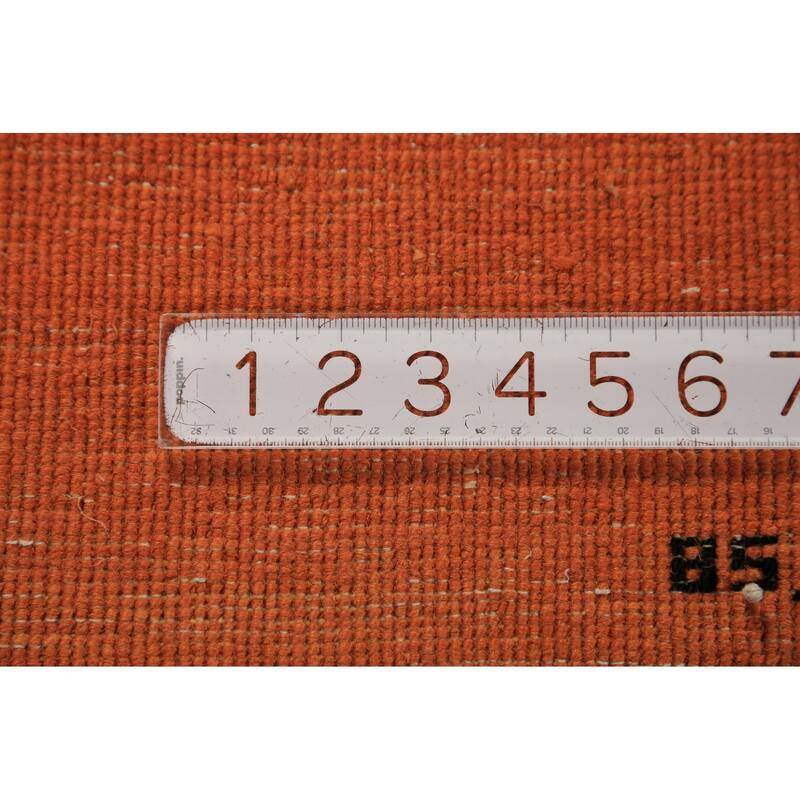 Orange Modern Gabbeh Oriental Area Rug Solid Hand-Knotted Wool Carpet - 5'3" x 7'11"