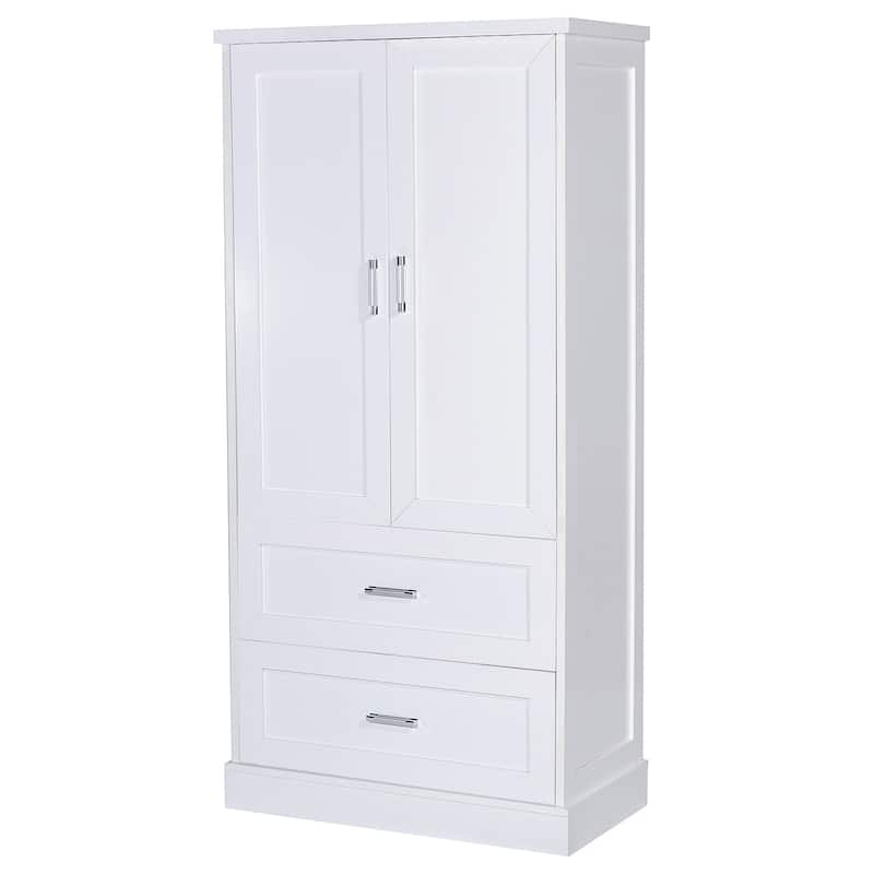 Tall Bathroom Storage Cabinet with Adjustable Shelves and Door Racks, Waterproof Freestanding Cabinet with Drawers