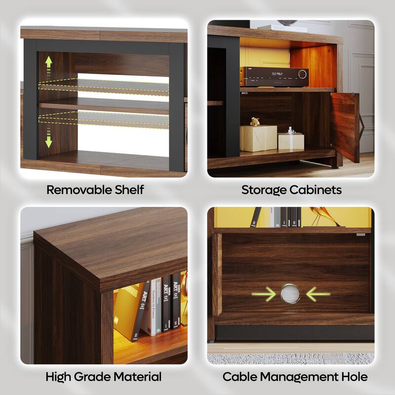 70" TV Stand Modern Entertaintment Center TV Console for 75" TVs with LED Lights - 71 inches